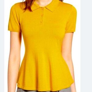 HALOGEN Peplum Top - Mustard XS